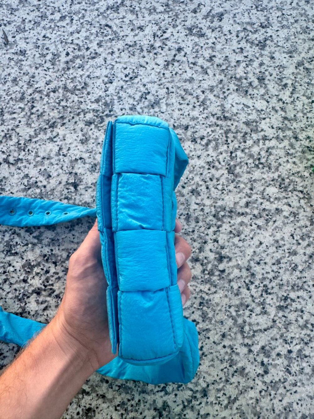 Bottega Veneta Padded Intrecciato Nylon Cassette Bag in Pool Blue - Picture 10 of 14